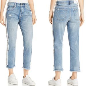 Pistola Charlie Zipper Sides Straight-Leg Distressed Raw Hem Jeans in My Way 27